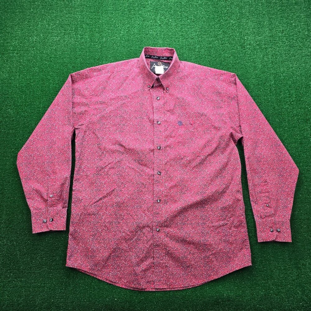 Wrangler George Strait Shirt Mens Large/XL Red Floral Button Up Western Cowboy